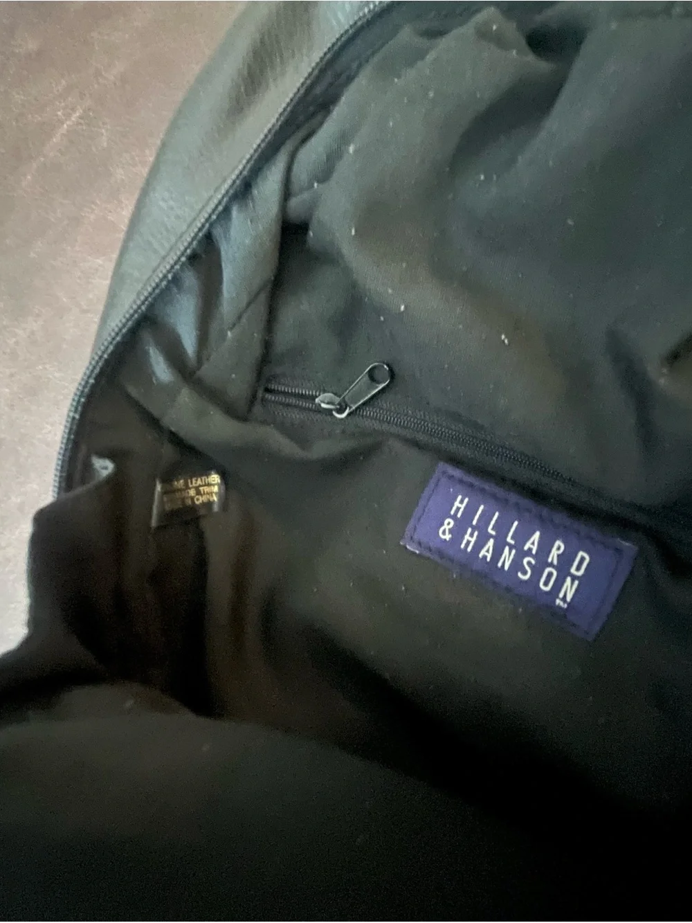 Hillard & Hanson Black Genuine Leather Backpack with Silver Hardware